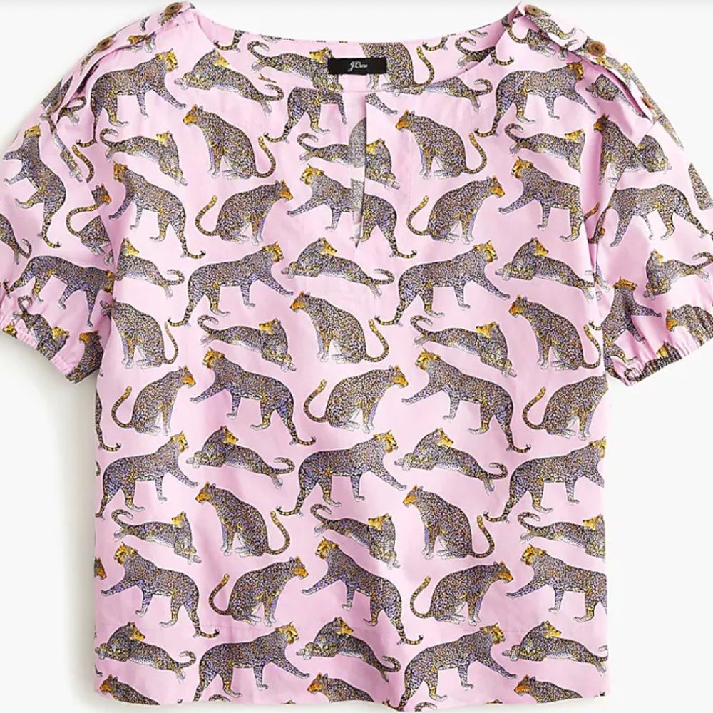 J.Crew Open V-neck top in Ratti® cheetah print Sz. M